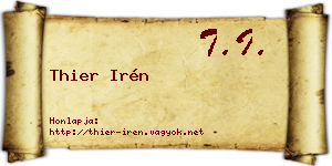 Thier Irén névjegykártya